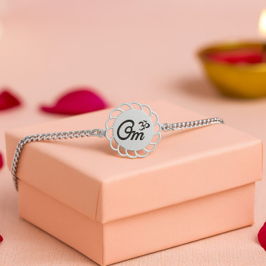The Om Silver Rakhi Ships Faster