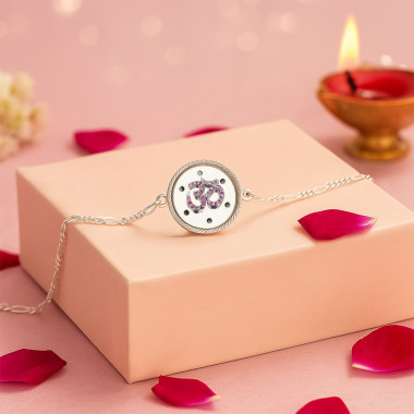 The Aum Silver Rakhi Ships Faster