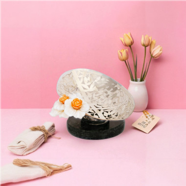 White and Orange Flower Hamper Basket