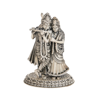 Traditional Silver Radha Krishna Murti