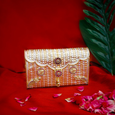 Designer Embellished Silver Clutch Purse