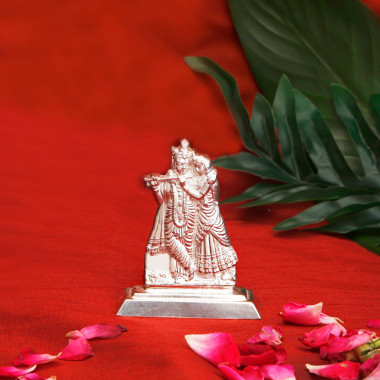 Religious Decorative Silver Radha Krishna Murti