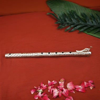 Decorative Engraved Design Silver Flute