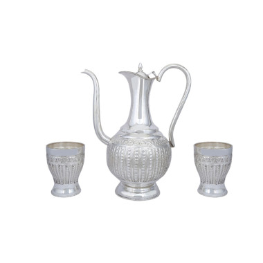 Silver Surahi with Glasses Set