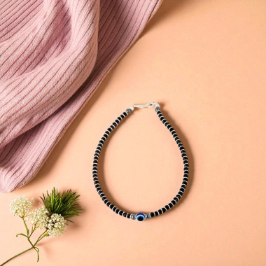 Silver Evil Eye Anklet