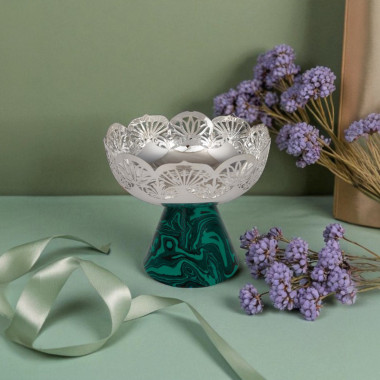 Silver Malachite Showpiece/Storage Decor