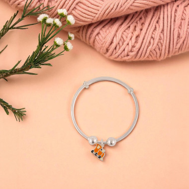 Silver Train Charm Kada