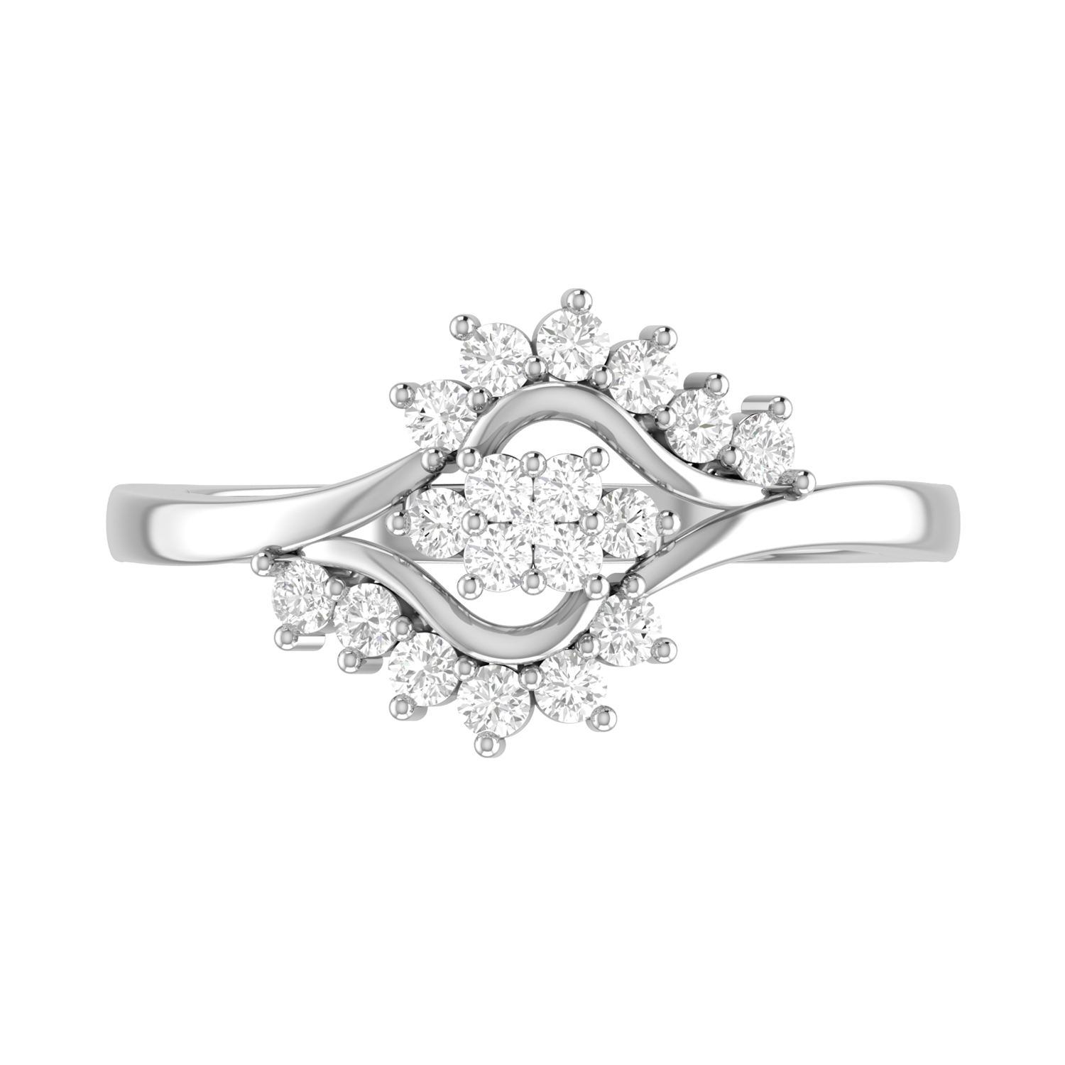 The Devanie Silver Diamond Ring by PC Jeweller
