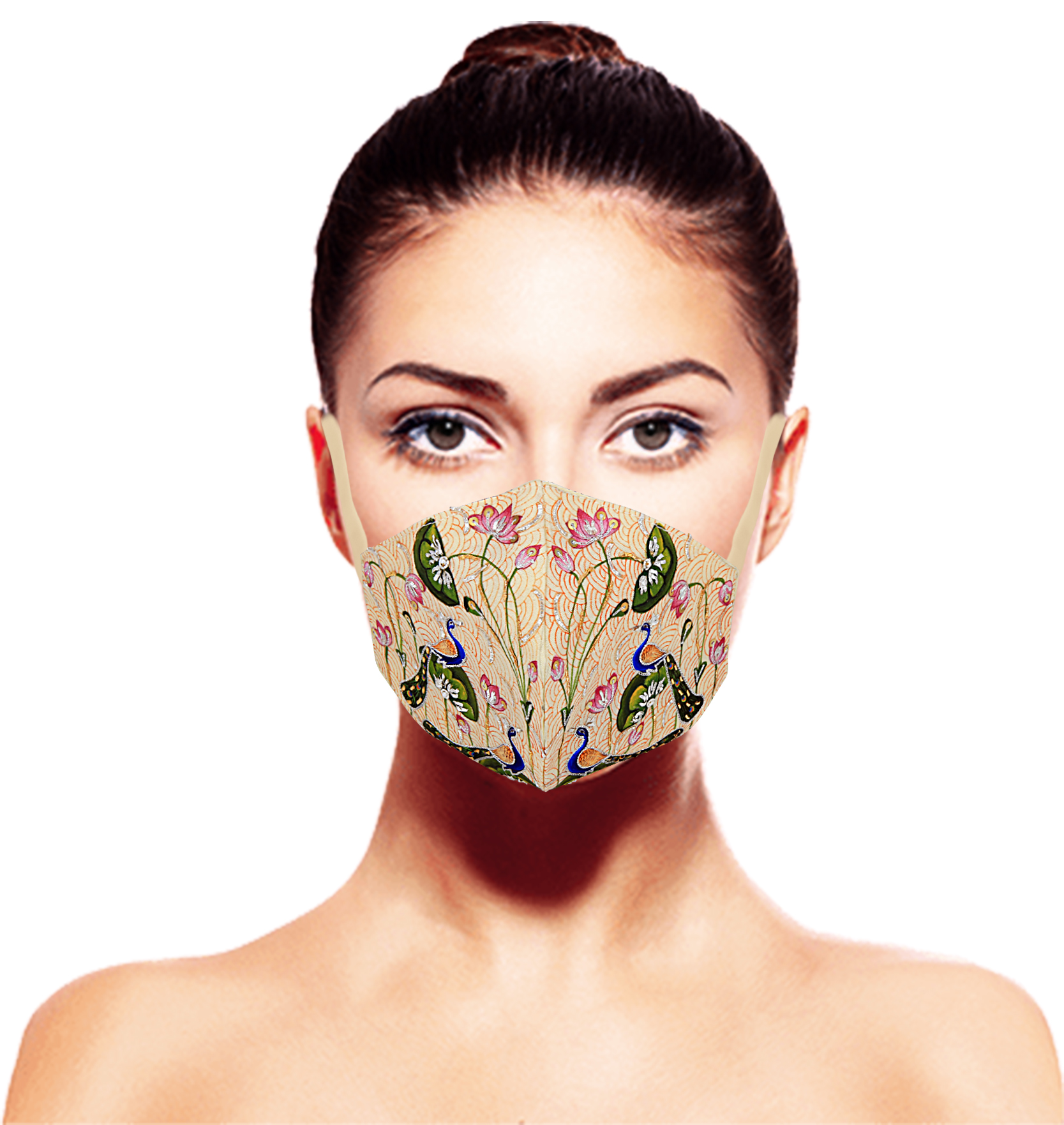 The Tunes of Love Silver Cotton Silk Mask by PC Jeweller Aucent