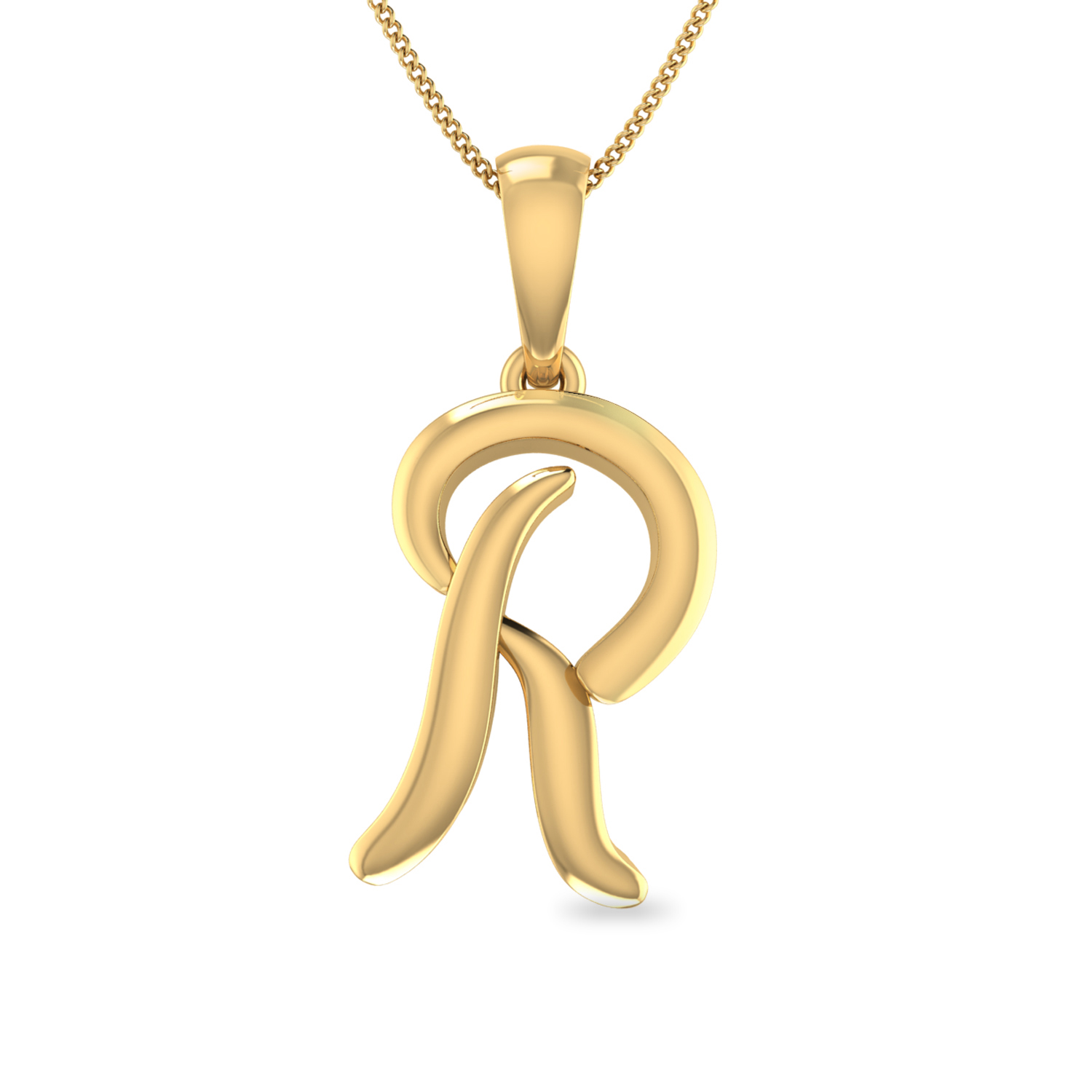 The Alphabet R Gold Pendant by PC Jeweller