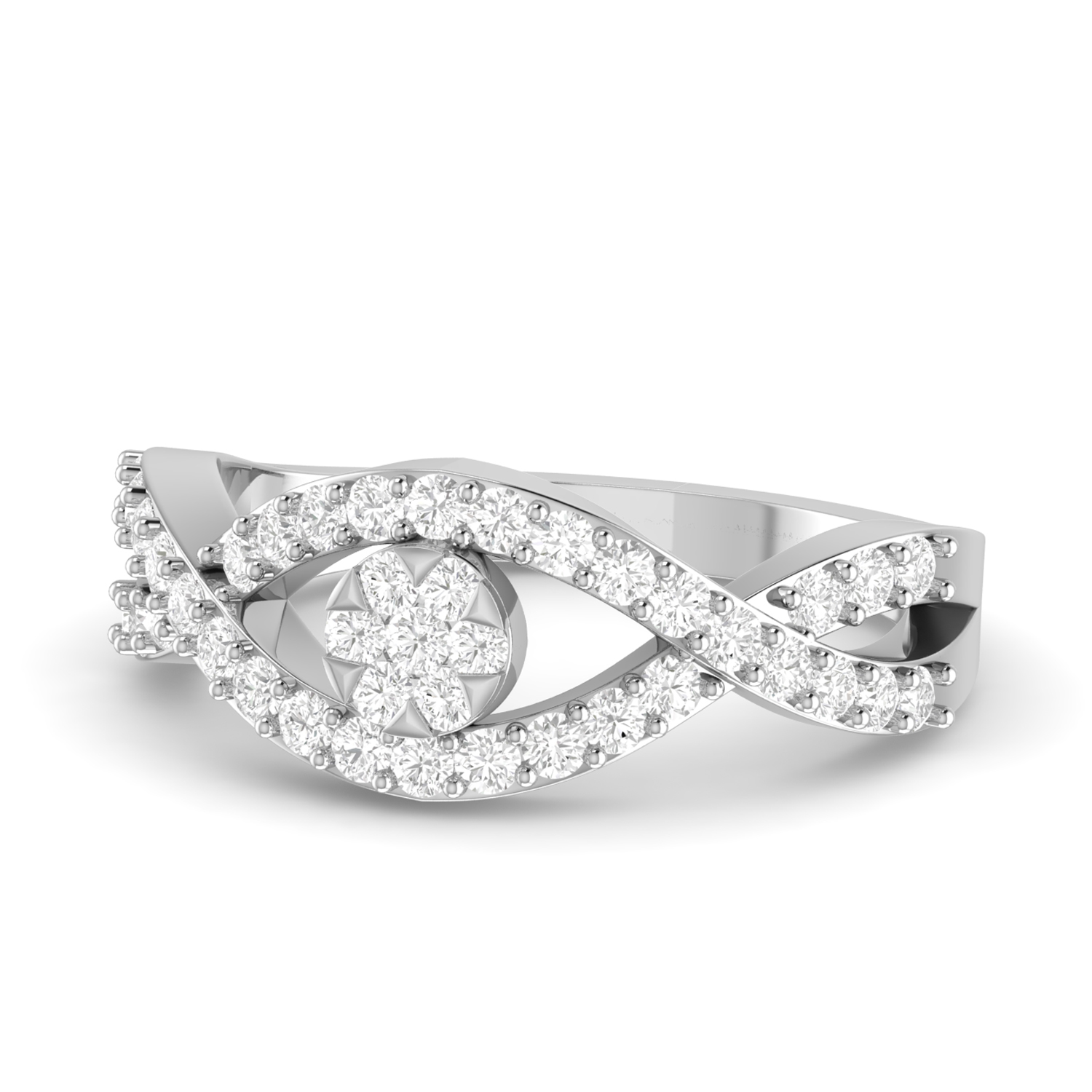 The Kai Diamond Silver Ring by PC Jeweller